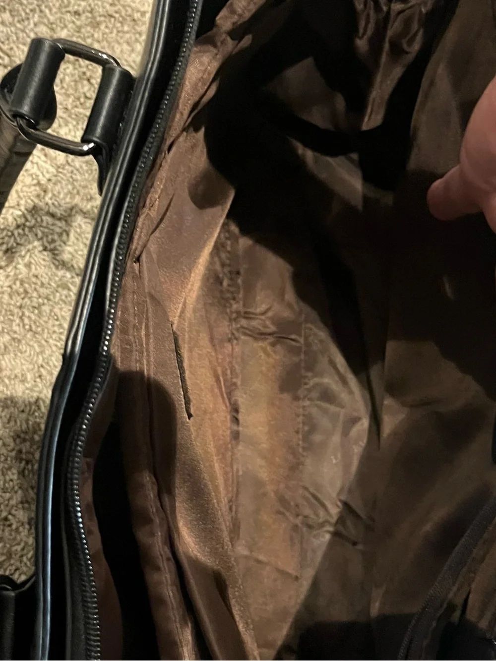 Sleek Black Leather Laptop Tote - Professional Work Bag